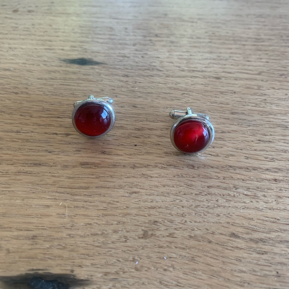 Deep‎ Red Cufflinks Men’s Silver Metals